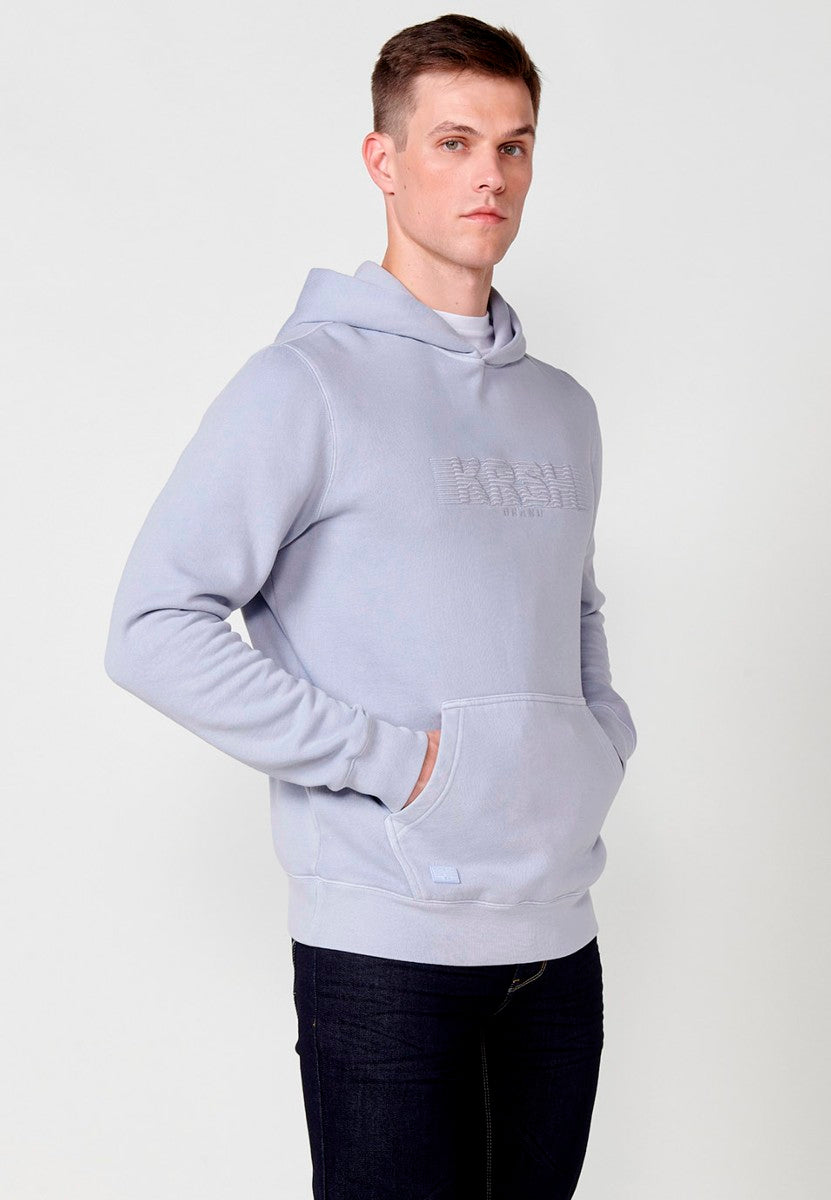 KORÖSHI. Sudadera con capucha manga larga para hombre color azul claro.