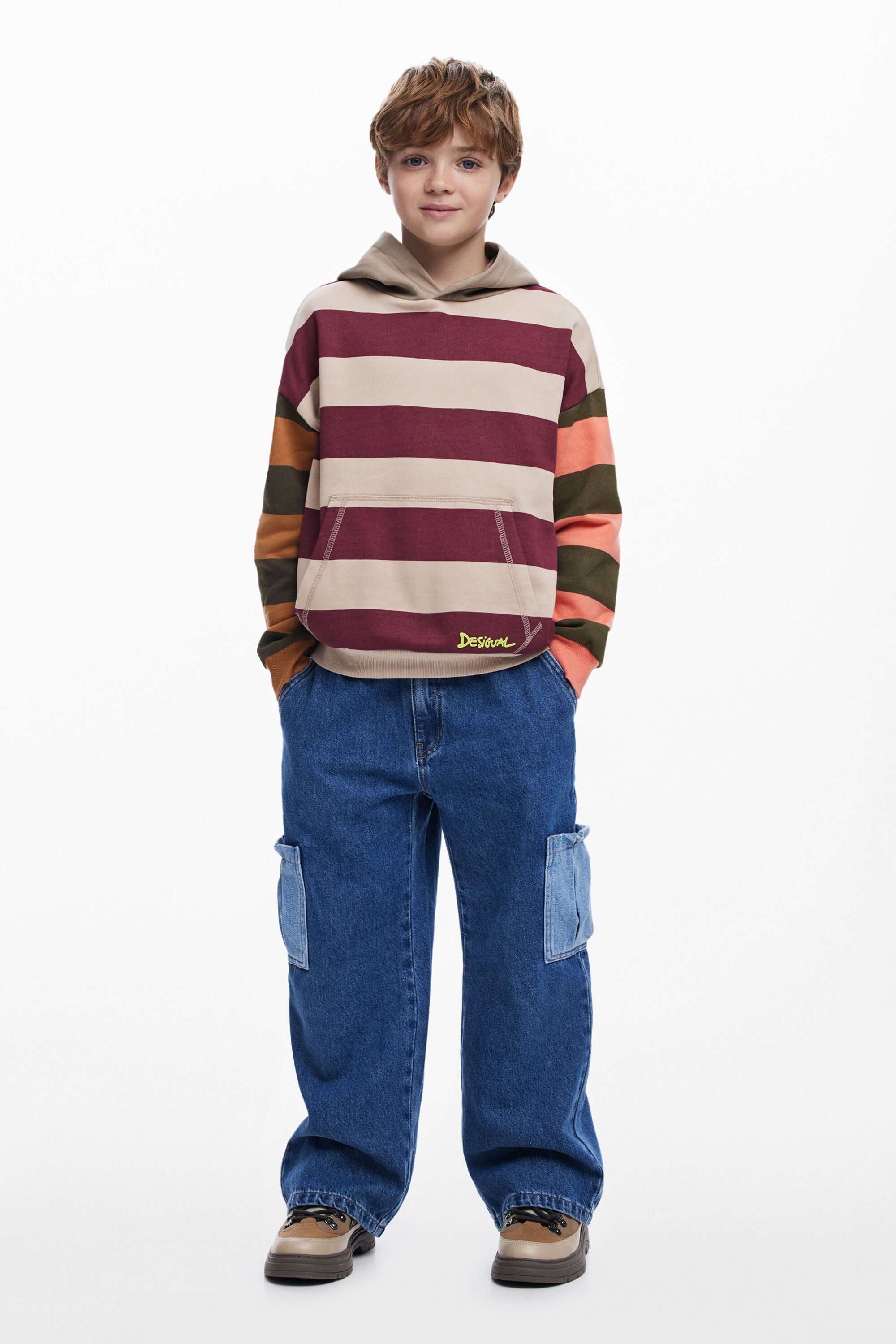 DESIGUAL. Sudadera rayas combinadas.