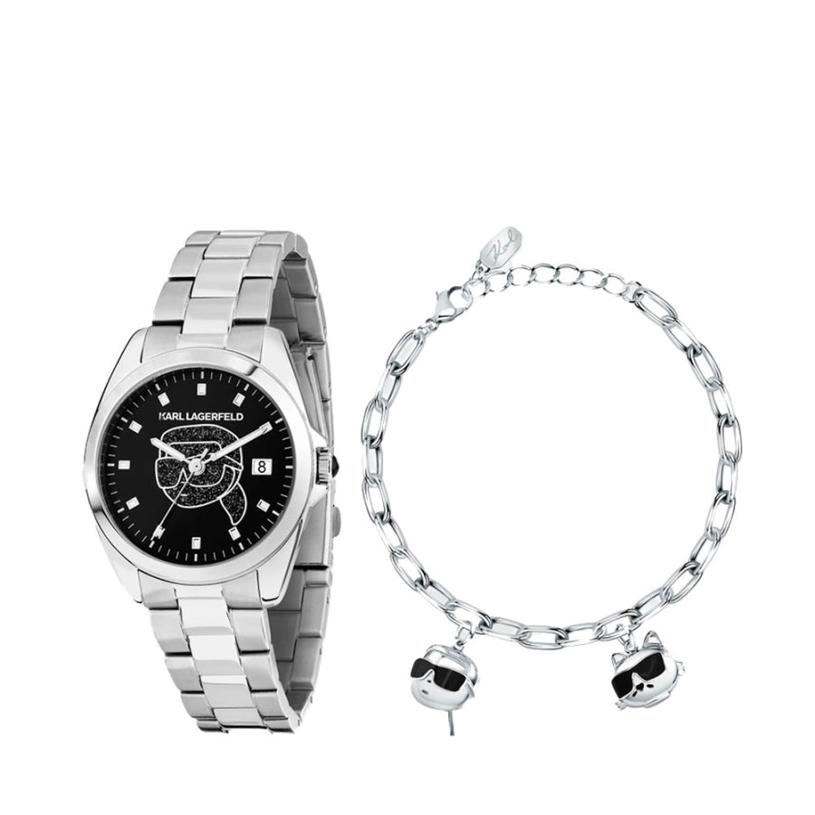 KARL LAGERFELD. Juego de reloj y pulsera Ikon.
