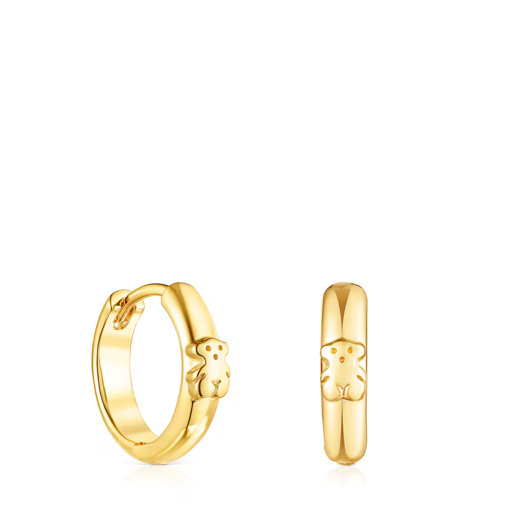 TOUS. Pendientes aro oso con baño de oro 18 kt sobre plata Basics