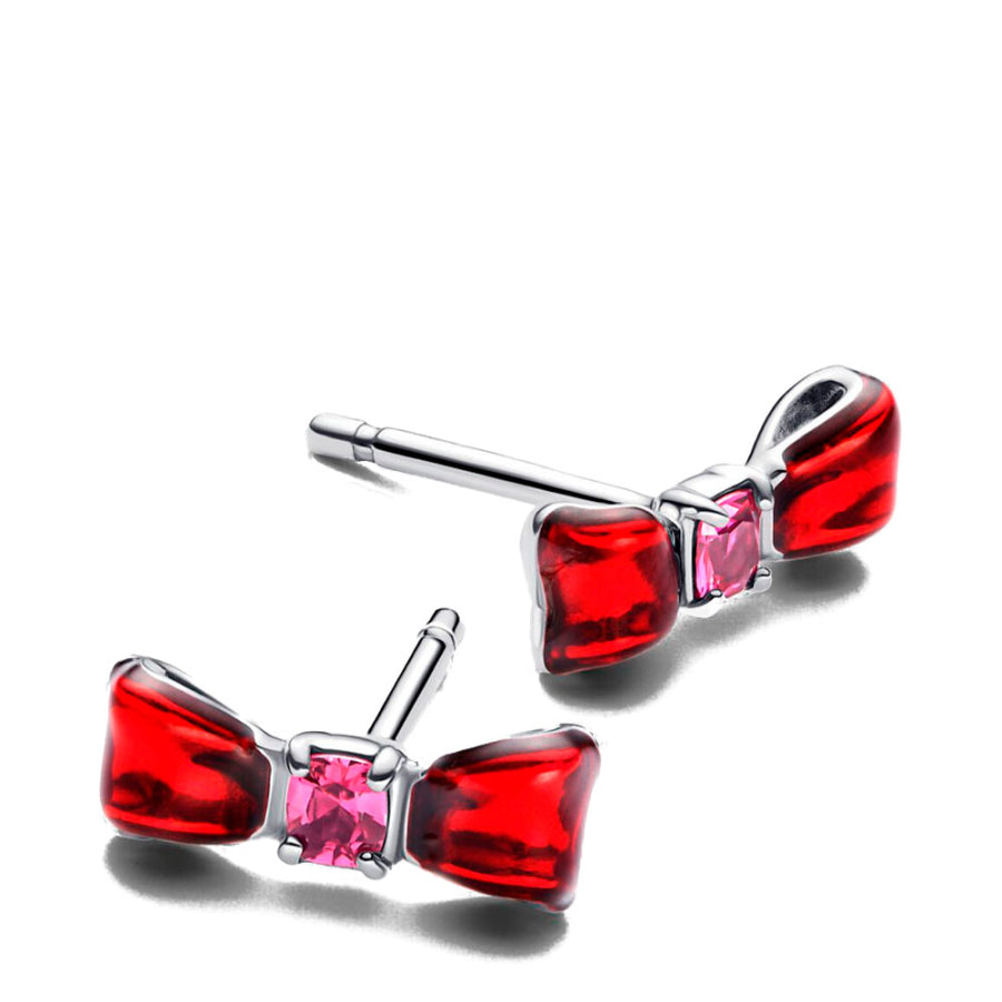 PANDORA. Pendientes de botón con lazo de blancanieves.